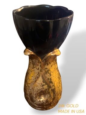 24k Gold and Black Vase